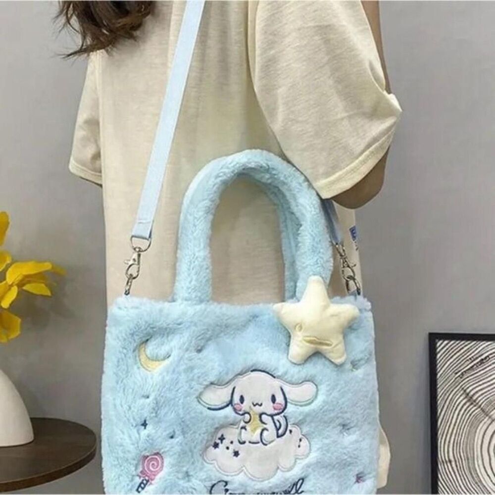 Cinnamoroll Fuzzy Blue Shoulder & Handbag With Star Charm